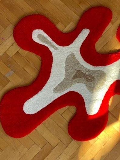 Abstract Sage Green Cream Swirl Tufted Rug